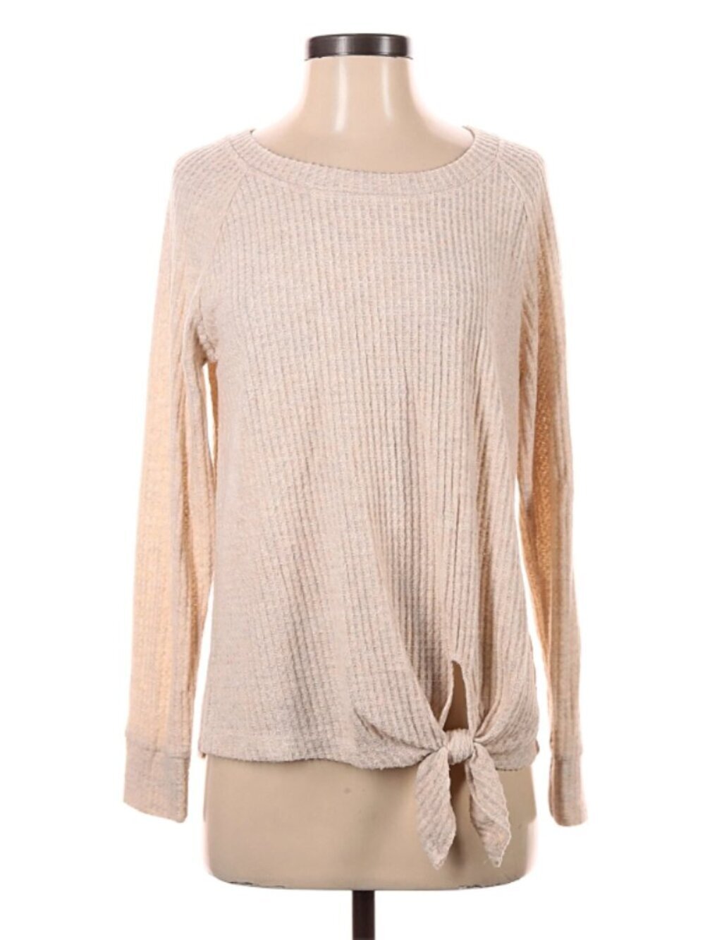 Nine Britton Stitch Fix Women's Size Medium Thermal Top Beige Tie Front Soft